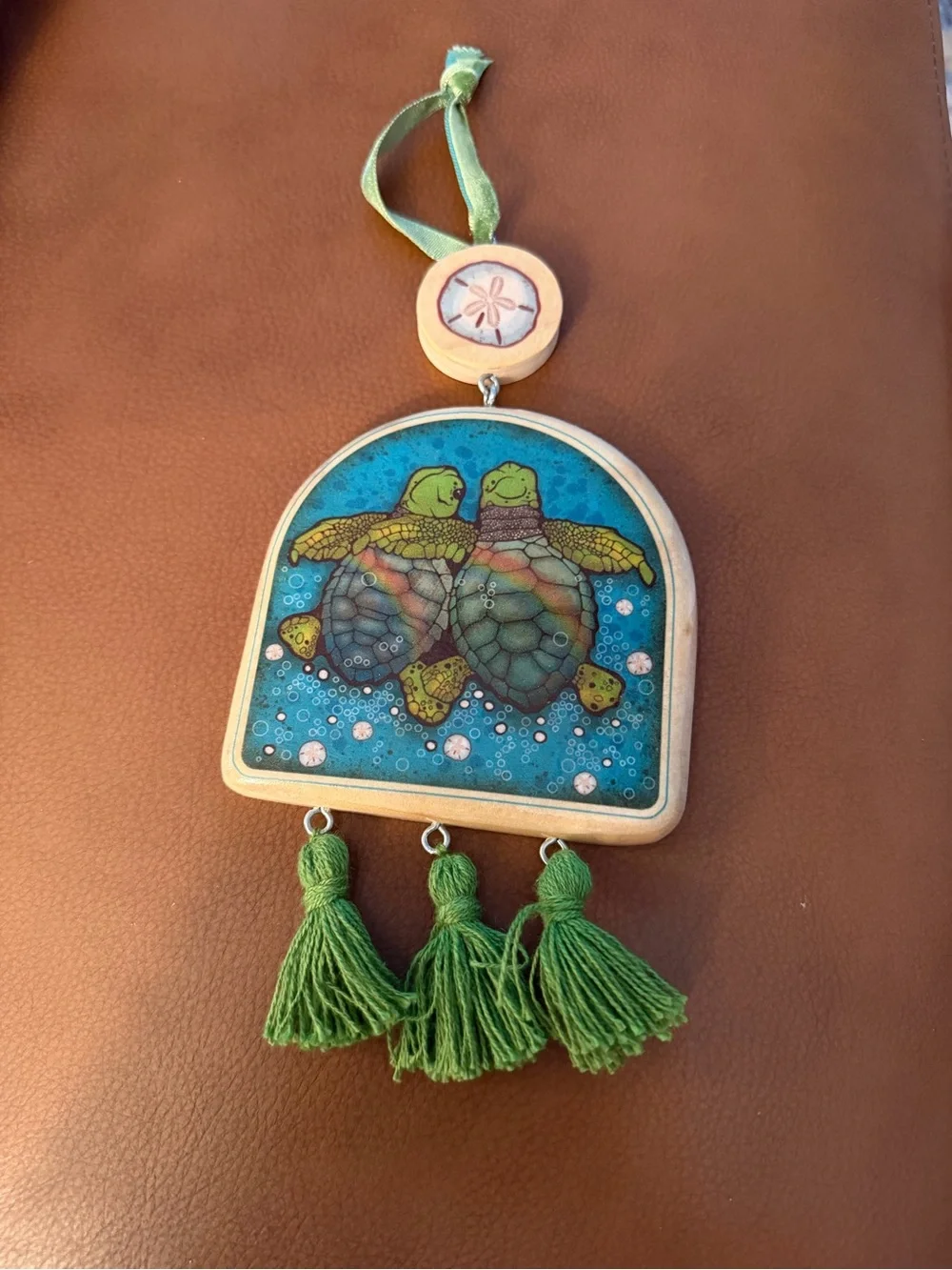 Sea Turtle Wood Hanging Ornament